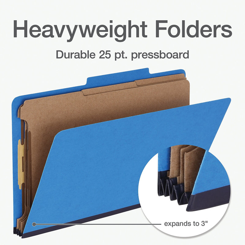 Pendaflex Heavy Duty Classification Folder, 3-Dividers, 3" Expansion, Legal Size, Blue, 10/Box (1006944)