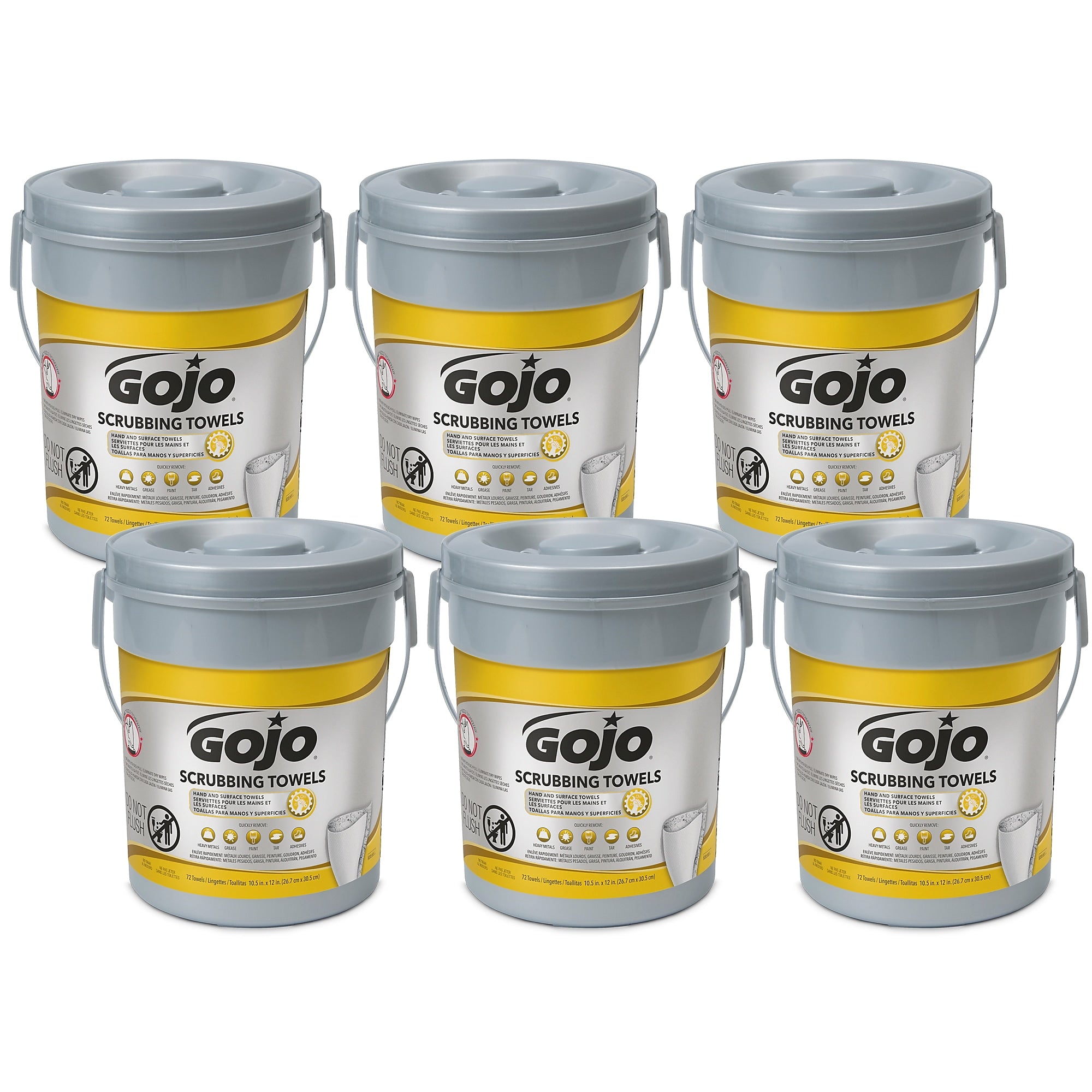 GOJO Hand and Surface Scrubbing Towels, Fresh Citrus Scent, 72 Wipes, 6/Carton (6396-06)