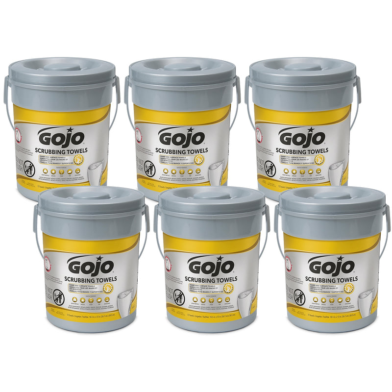 GOJO Hand and Surface Scrubbing Towels, Fresh Citrus Scent, 72 Wipes, 6/Carton (6396-06)