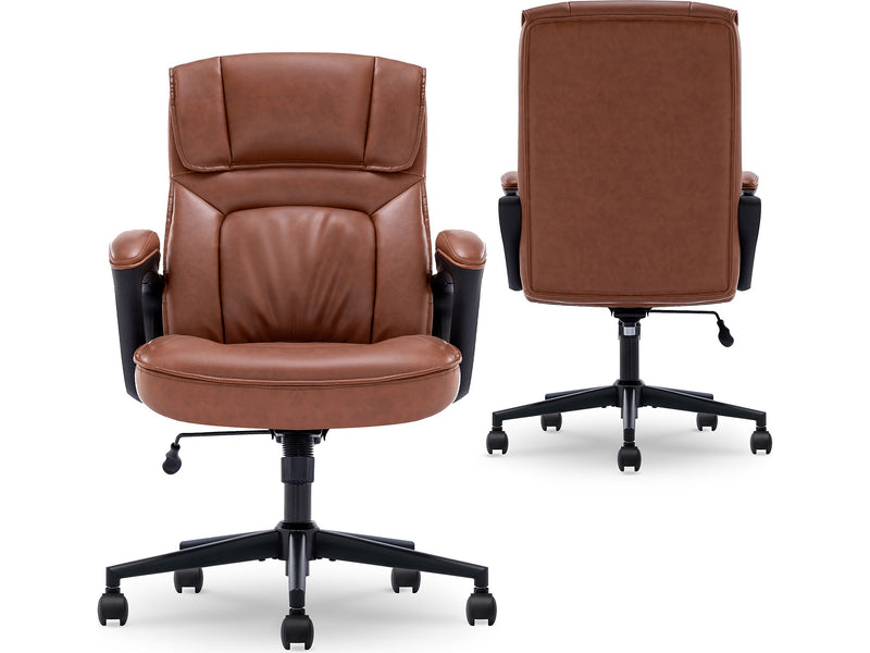 Serta Hannah I Ergonomic Bonded Leather Swivel Executive Chair, Cognac (43670H)
