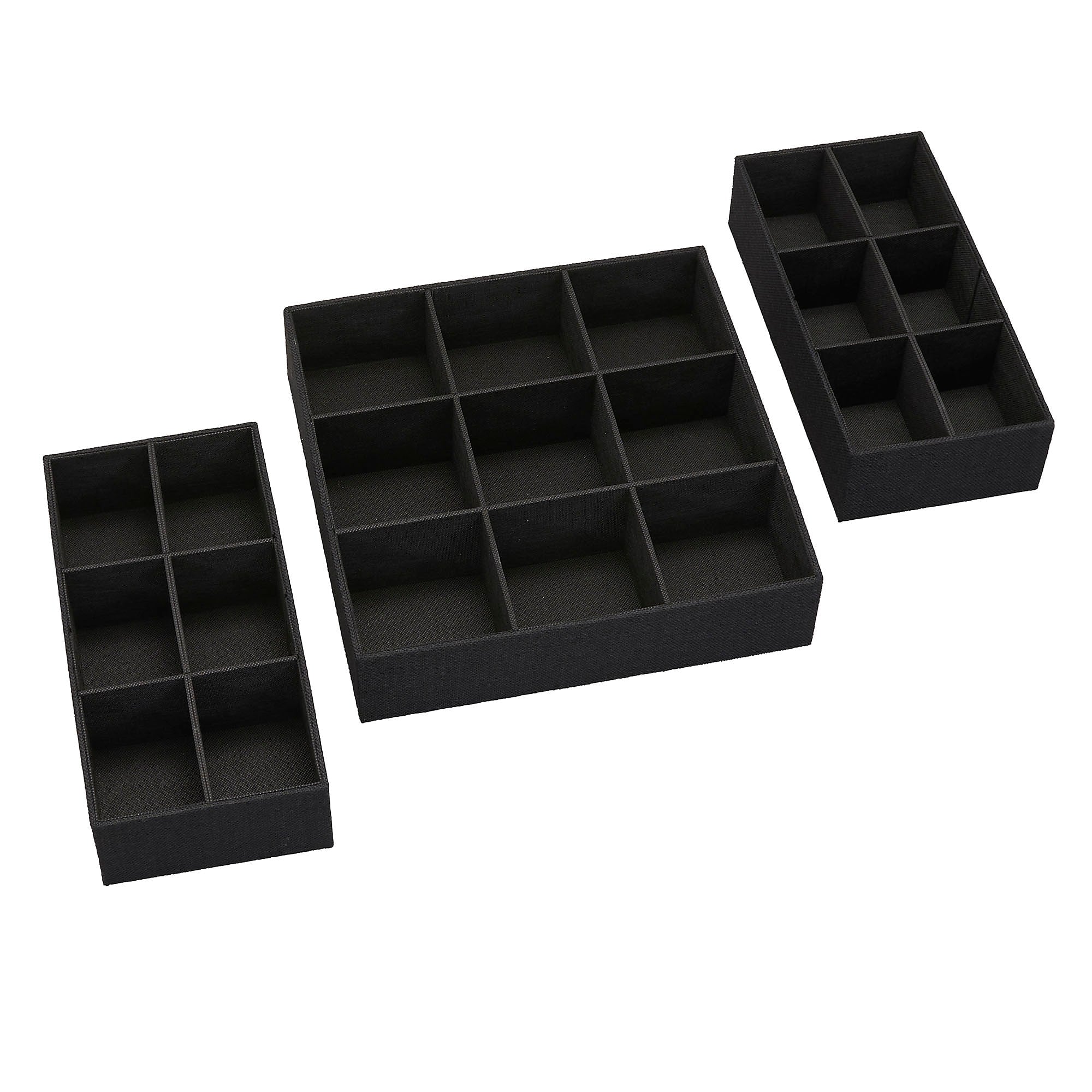 Household Essentials Drawer Organizers, Black, 3/Pack (753-1)