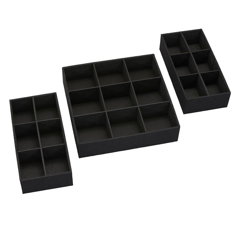 Household Essentials Drawer Organizers, Black, 3/Pack (753-1)
