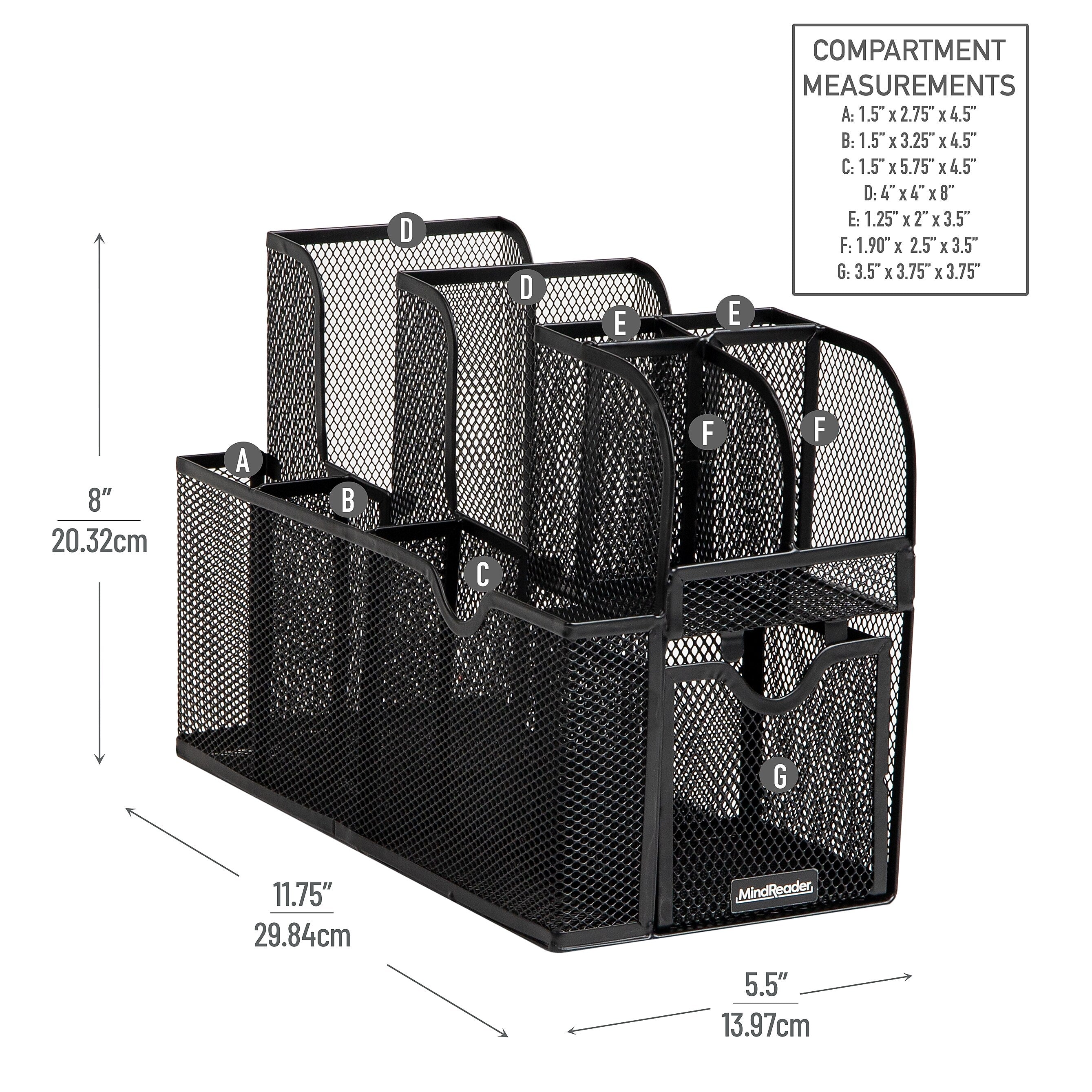 Mind Reader 10-Compartment Metal Countertop Organizer, Black (MESHCAD-BLK)