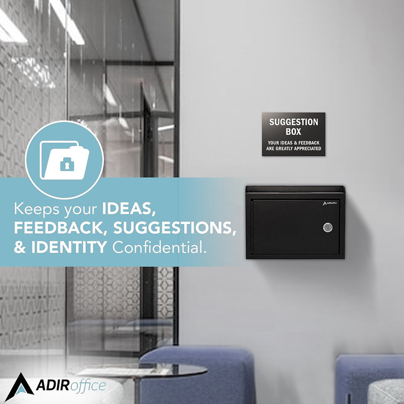 AdirOffice Steel Multipurpose InterOffice Drop Box Mailbox, Medium, Black (631-02-BLK-PKG)