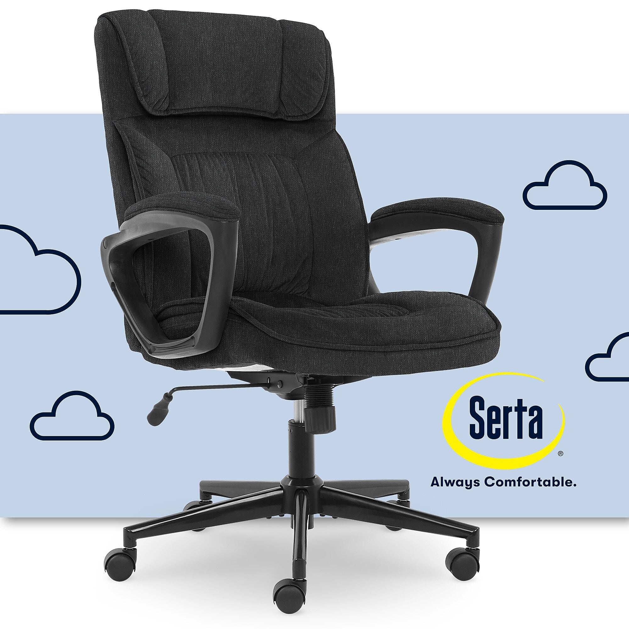 Serta Hannah I Ergonomic Microfiber Swivel Executive Chair, Black (43670D)