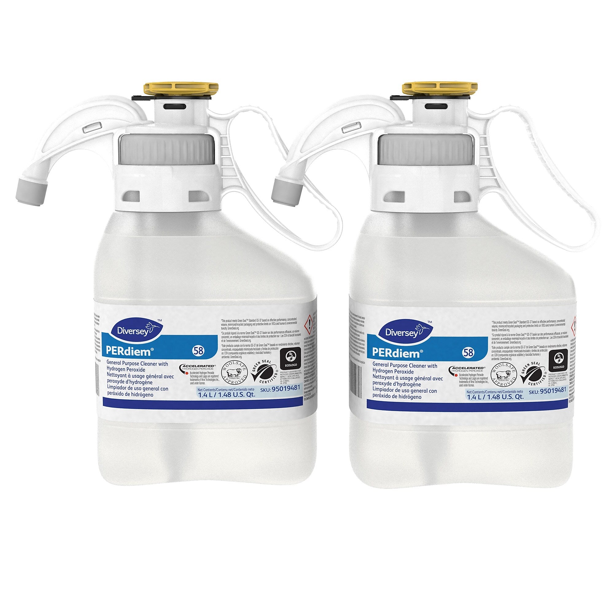 Diversey PERdiem General-Purpose Cleaner with Hydrogen Peroxide, 1.4L, 2/Carton (95019481)