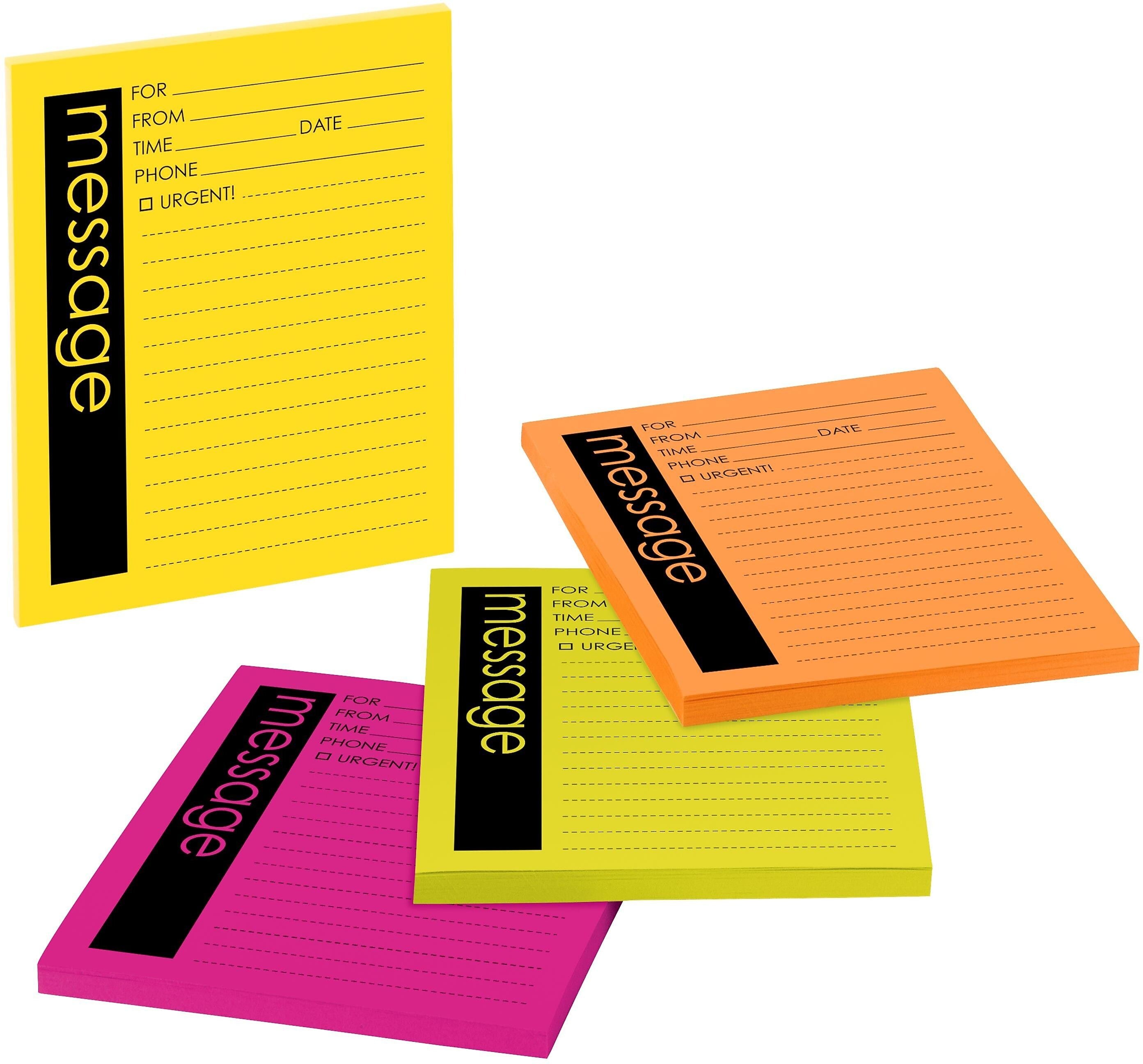 Post-it Super Sticky Telephone Message Pad, 4" x 5", Multicolor, 50 Sheets/Pad, 4 Pads/Pack (7679-4)