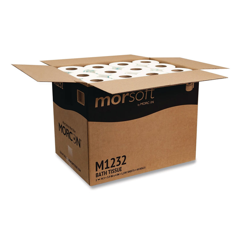Morcon Morsoft Recycled Toilet Paper, 1-Ply, White, 1200 Sheets/Roll, 48 Rolls/Carton (MORM1232)