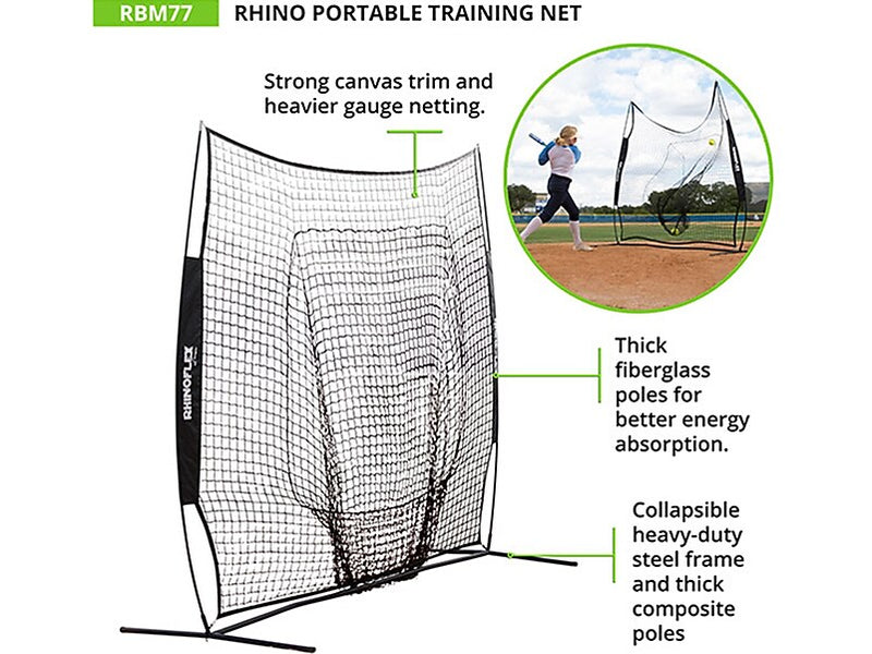 Champion Sports RHINO Flex Baseball Portable Training Net, Black (RBM77)