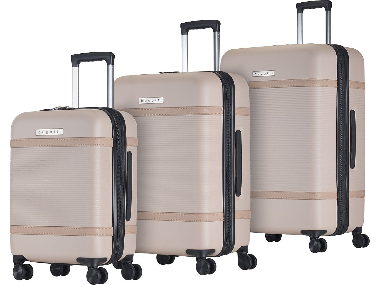 Bugatti Wellington 3-Piece Hardside Spinner Luggage Set, TSA Checkpoint Friendly, Beige (HLG5103-COOKIE)