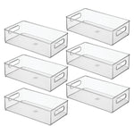 iDESIGN Stackable Plastic Storage Bin, 4" x 14.6"x 8", Clear, 6/Pack (29007M6)