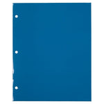 JAM Paper Glossy 3-Hole Punched 2 Pocket Cardstock Presentation Folder, Blue, 100/Carton (385GHPBUB)