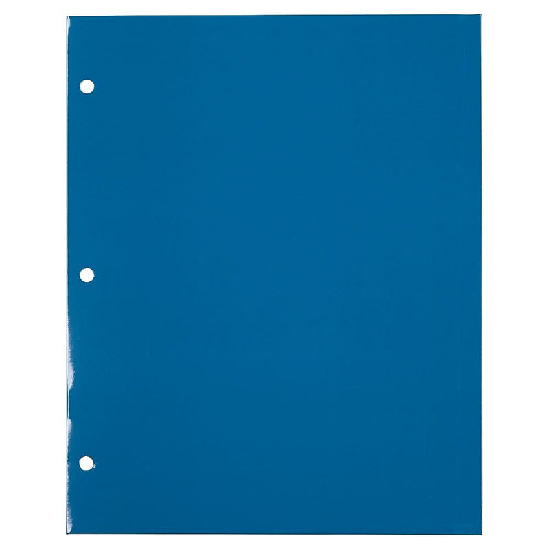 JAM Paper Glossy 3-Hole Punched 2 Pocket Cardstock Presentation Folder, Blue, 100/Carton (385GHPBUB)