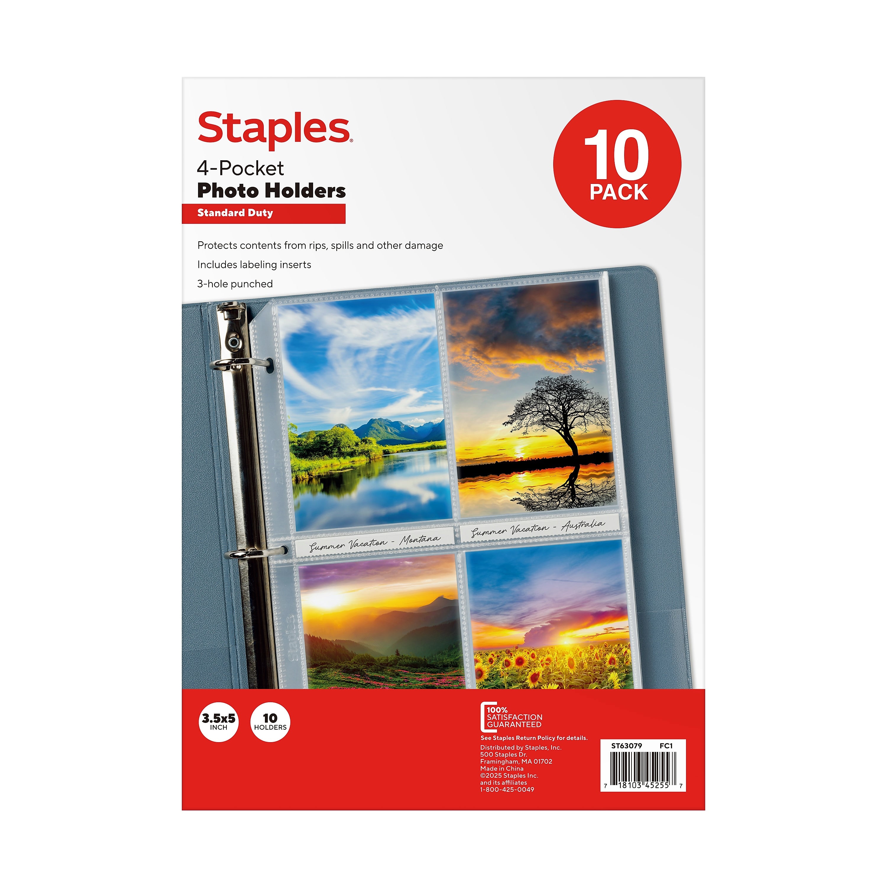 Staples Standard Weight Sheet Protector, 3.5" x 5", Clear, 10/Pack (ST63079)