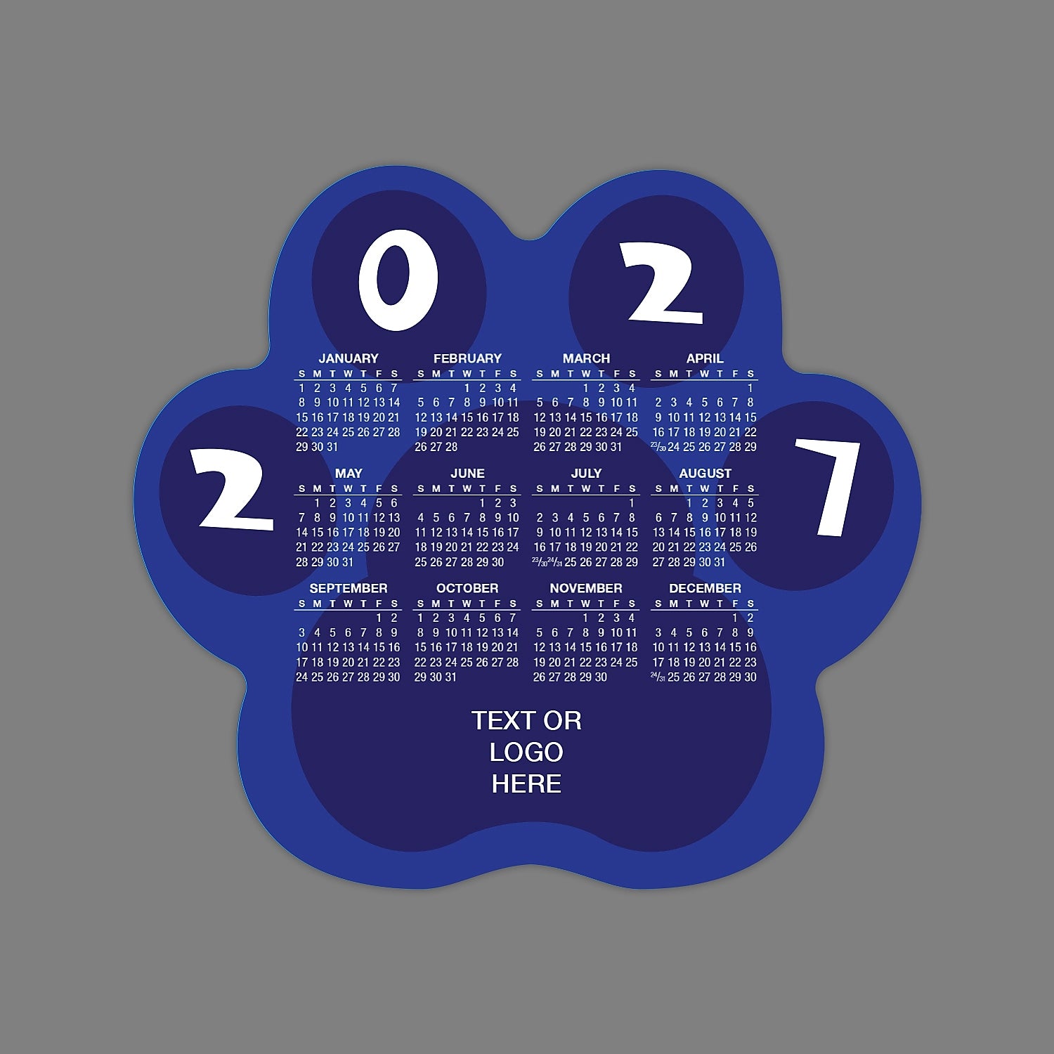 Full Color Magnetic Sign, Paw Print, Vertical, 5" x 4.60"
