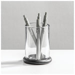 mDesign Glass Pencil Cup, Clear/Matte Black (26031)