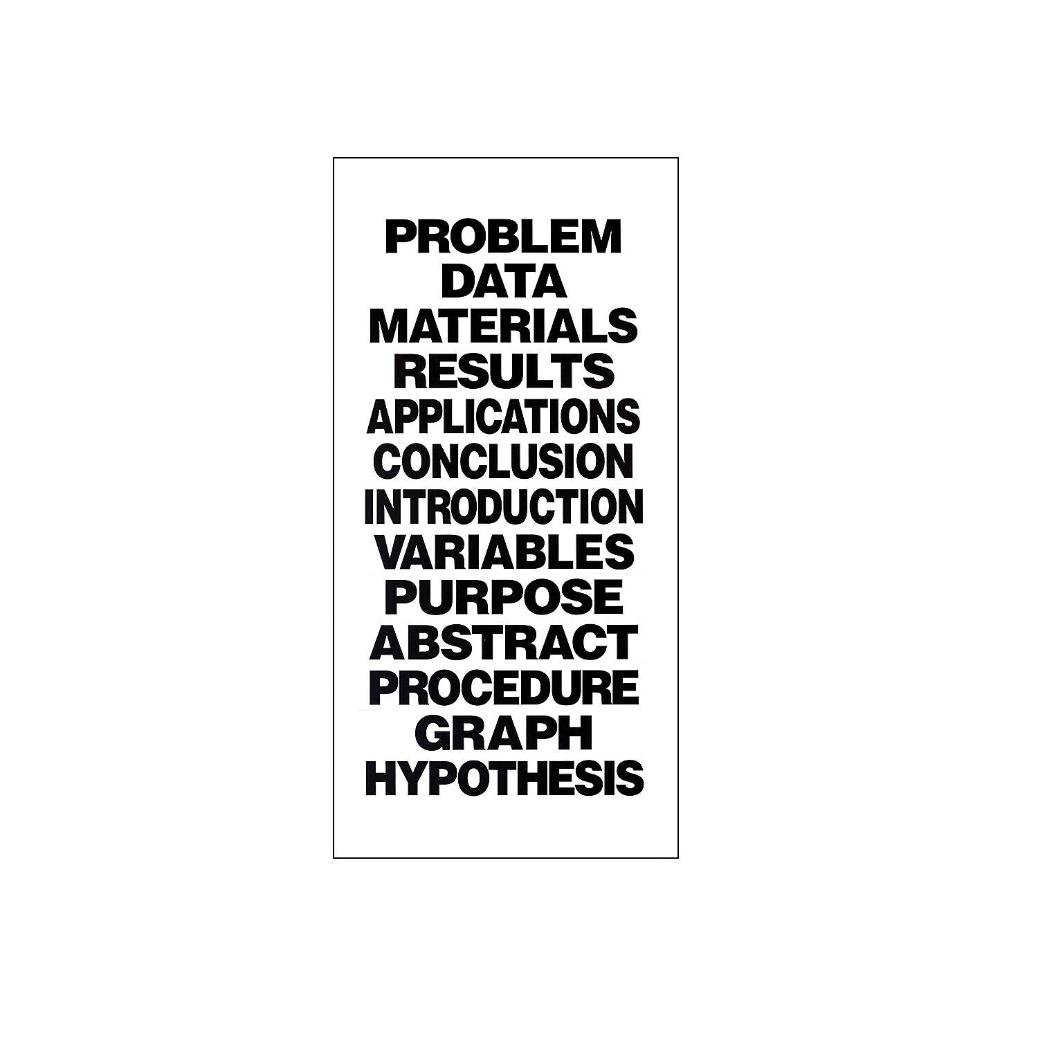 Flipside Science Fair Title Cards, White/Black, 13/Pack, 24 Packs/Carton (20060-24)
