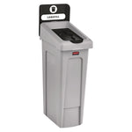 Rubbermaid Commercial Slim Jim Single-Stream Landfill Recycling Station Kit, 23 Gallon, Gray/Black (2185053)