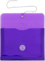 JAM Paper Premium Plastic Filing Envelope with Button & String Closure, Purple, 3/Pack (920B1PUX3)
