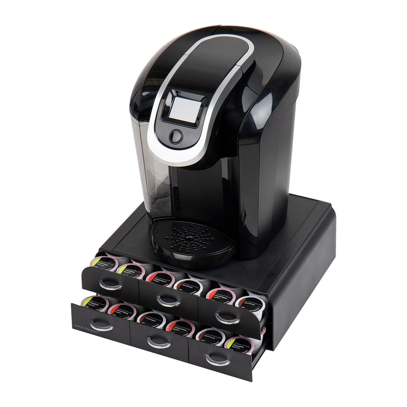Mind Reader Plastic 2-Tier 6-Drawer Coffee Pod Storage Drawer, 72 Pod Capacity, Black (TRY6PC-BLK)