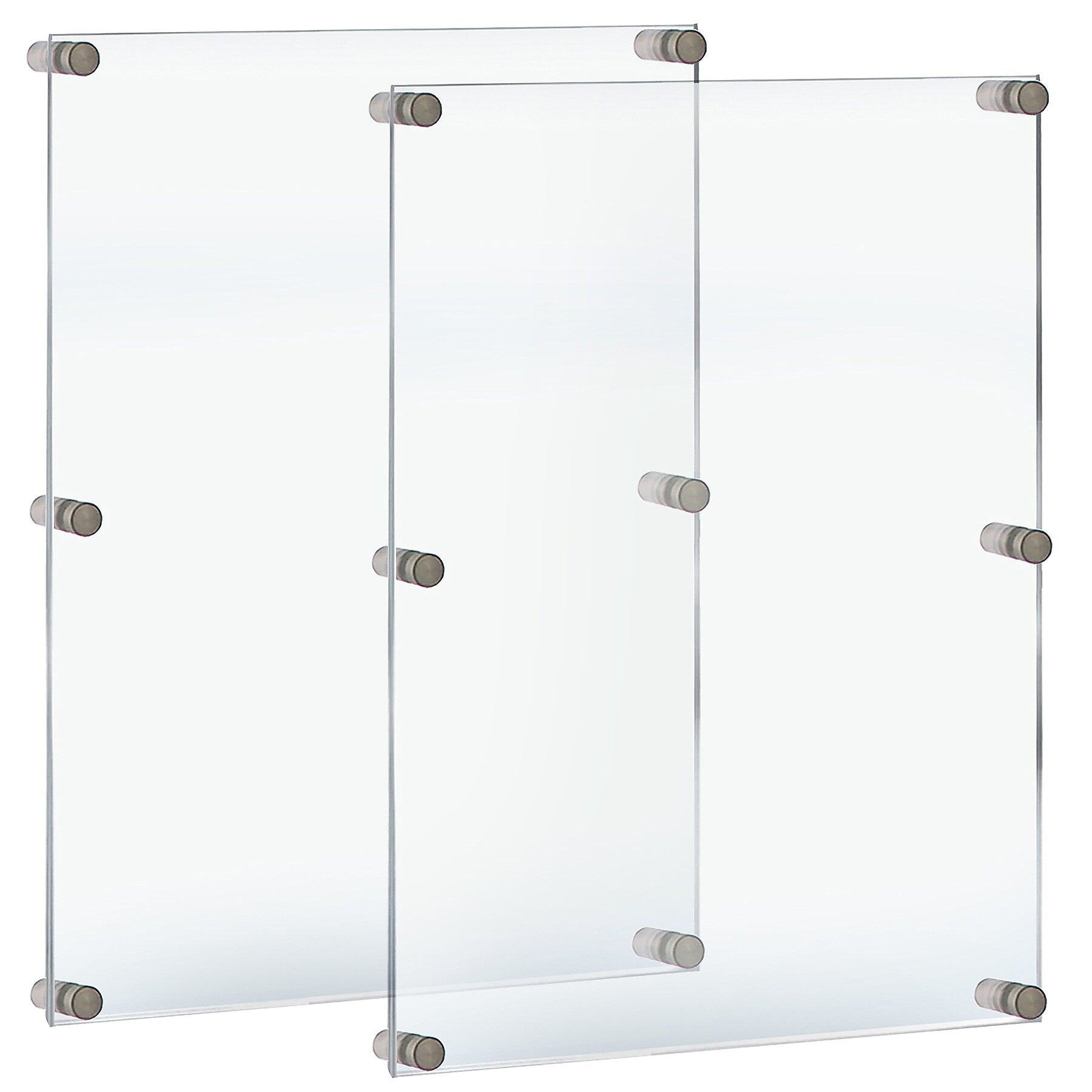Azar Poster Holder, 28" x 40", Wall Mounted, Silver, Acrylic, 2/Pack (105536-GS-2PK)