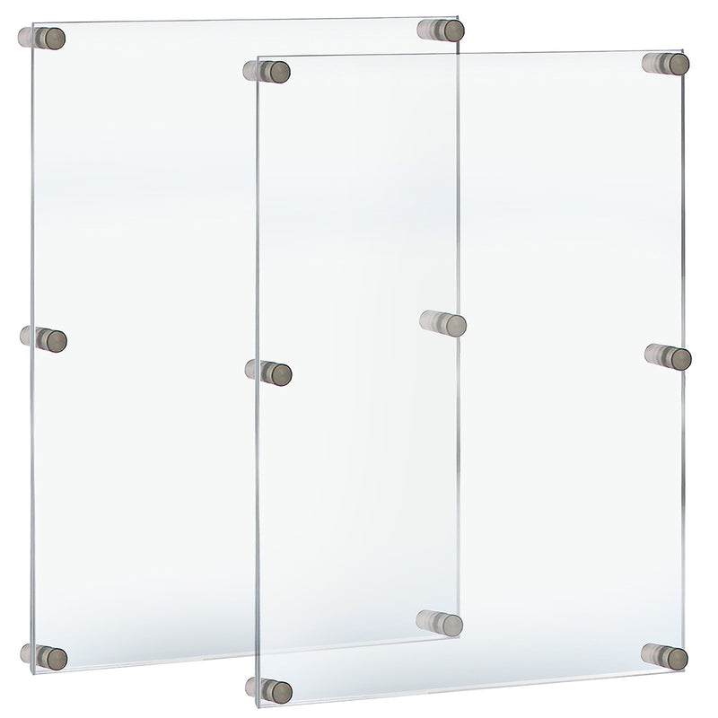 Azar Poster Holder, 28" x 40", Wall Mounted, Silver, Acrylic, 2/Pack (105536-GS-2PK)