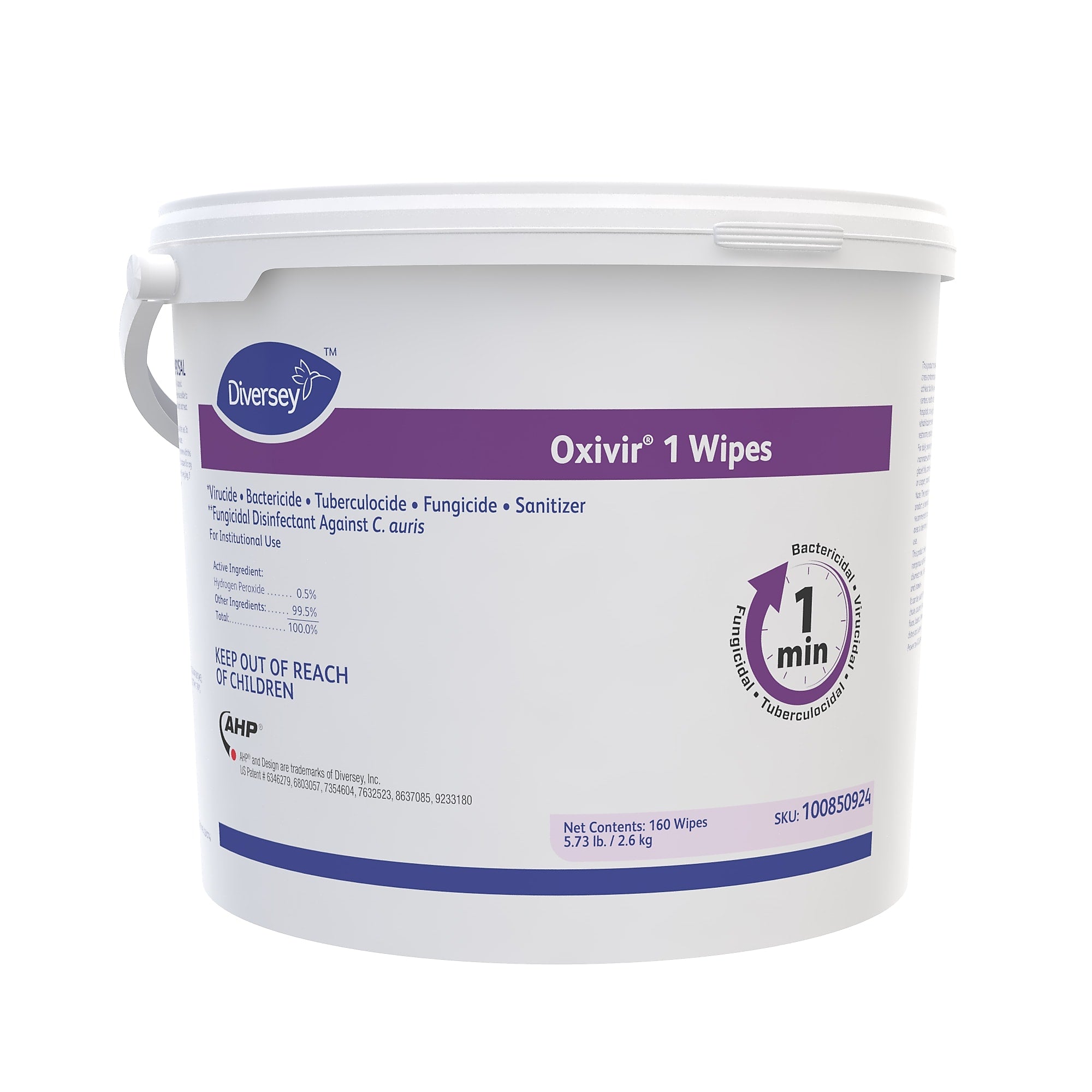 Diversey Oxivir 1 Disinfecting Wipes, 160 Wipes/Container, 4/Carton (100850924)