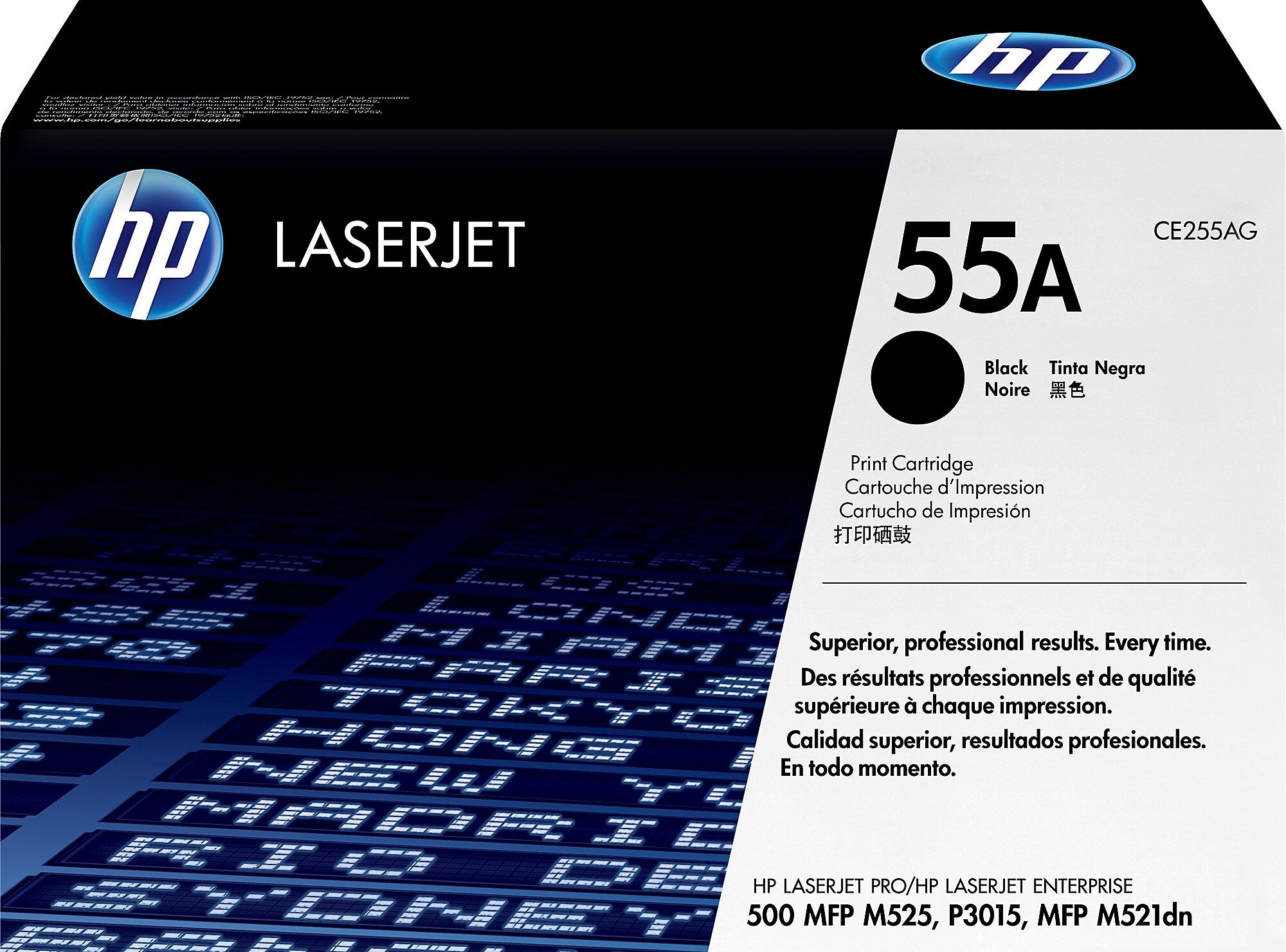 HP 55A Black Standard Yield Toner Cartridge, Prints Up to 6,000 Pages (CE255AG)