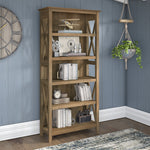 Bush Furniture Key West 66"H 5-Shelf Bookcase with Adjustable Shelves, Reclaimed Pine Laminated Wood (KWB132RCP-03)