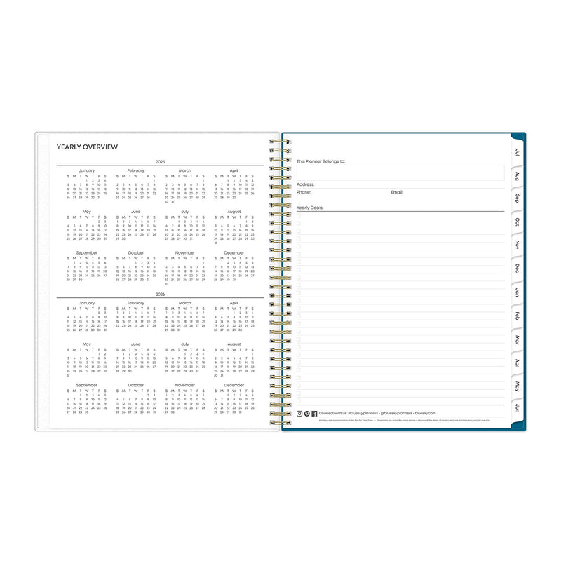 2025-2026 Blue Sky Bakah Blue 8.5" x 11" Academic Year Weekly & Monthly Planner, Plastic Cover, Multicolored (131951-A26)