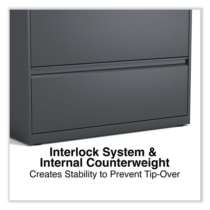 Alera 3-Drawer Lateral File Cabinet, Letter/Legal Size, Lockable, 40.25"H x 36"W x 18.63"D, Charcoal (ALEHLF3641CC)