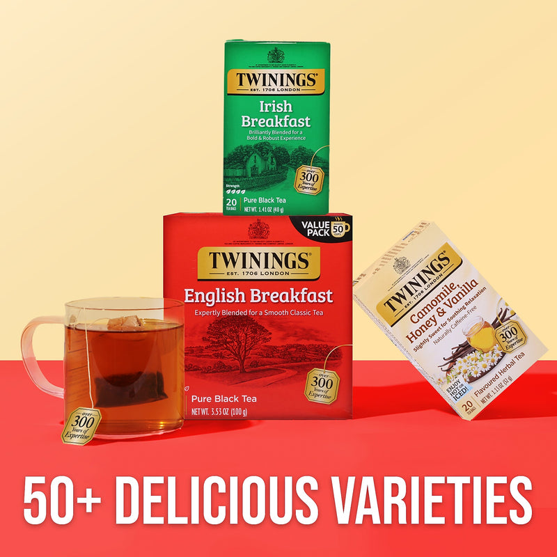 Twinings English Breakfast Black Tea Bags, 50/Box (F05331)