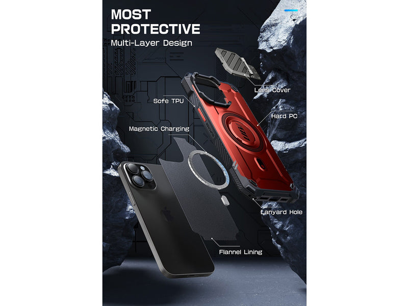 SUPCASE Unicorn Beetle MAG XT MagSafe Rugged Case for iPhone 15 Pro Max, Shock-Absorbing, Metallic Red (SPH23MX67MGXTRD)