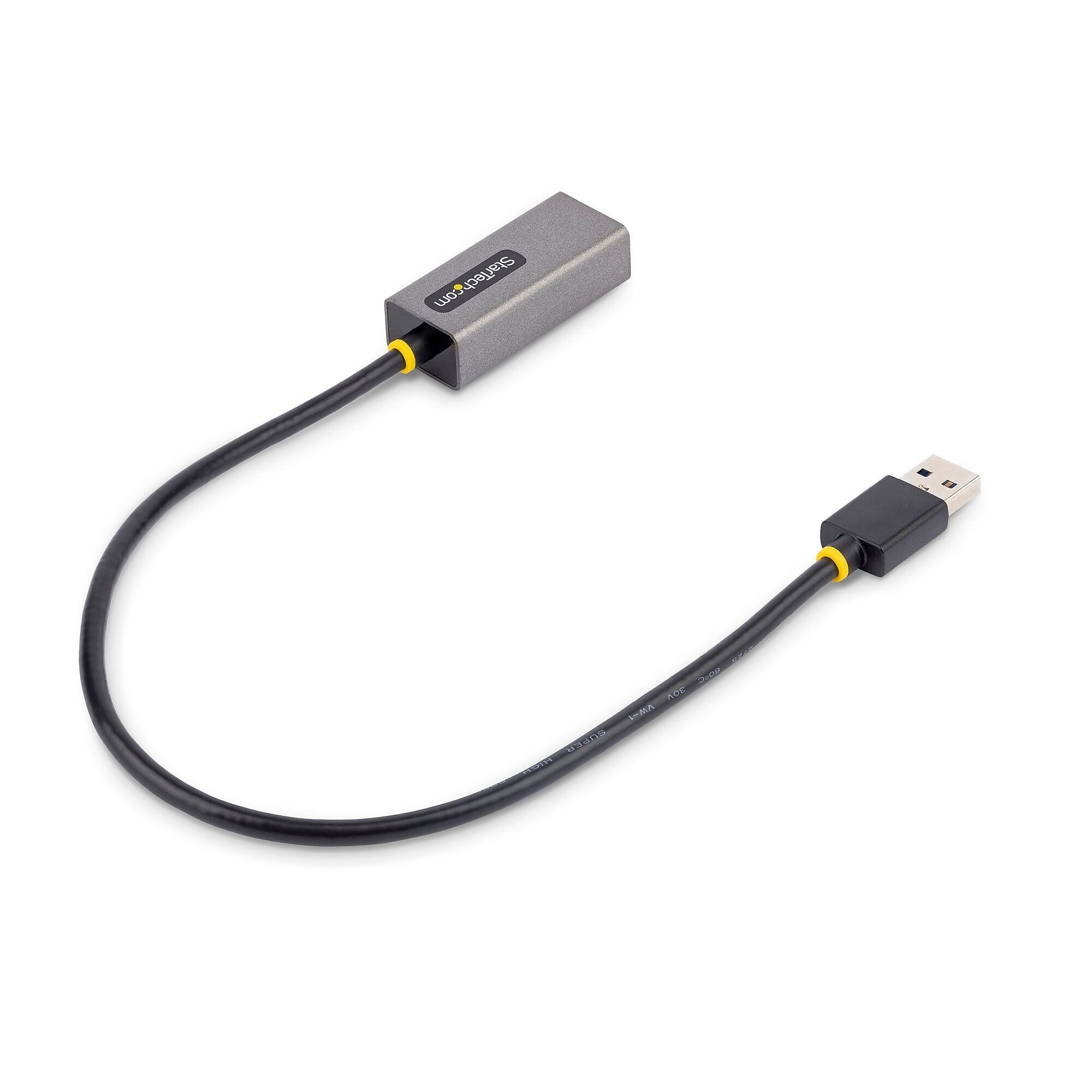 StarTech USB to Ethernet Adptr, USB 3.0 to 10/100/1000 Gigabit Ethernet LAN Adapter, 1ft/30cm Attached Cable, USB to RJ45 Adptr