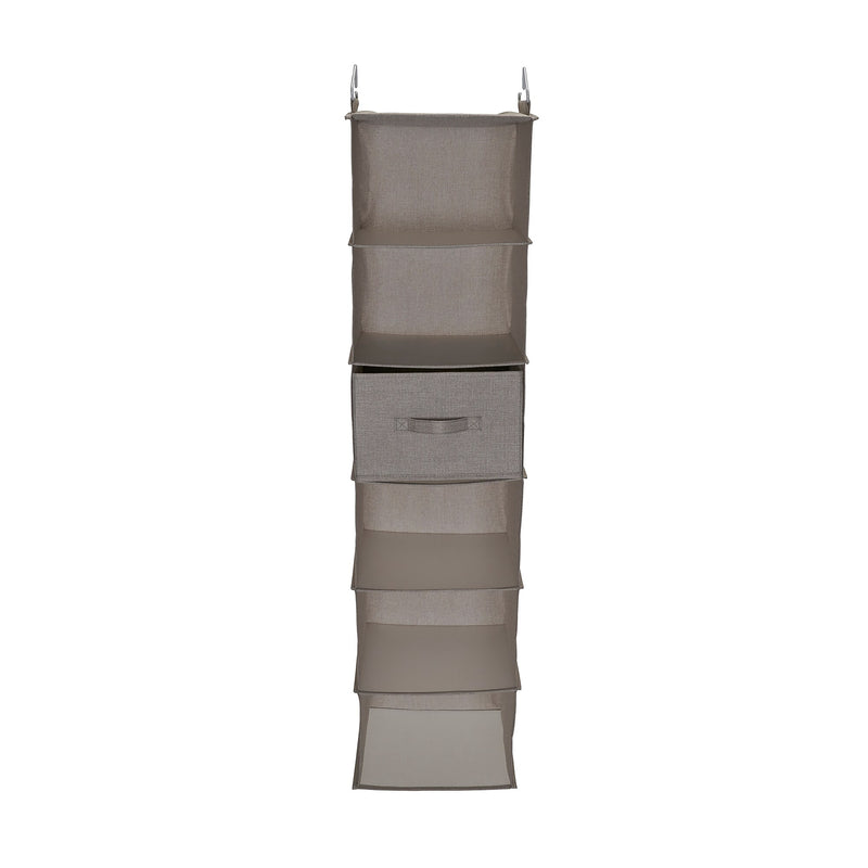 Household Essentials Hanging Closet Organizer, 6 Fabric Poly Linen Shelves (7402-1)