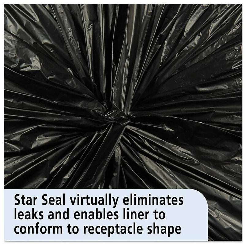 Skilcraft 55-60 Gallon Trash Bags with 100% PCR, 38" x 58", Low Density, 1.5 mil, Black, 20/Box (NSN5173668)