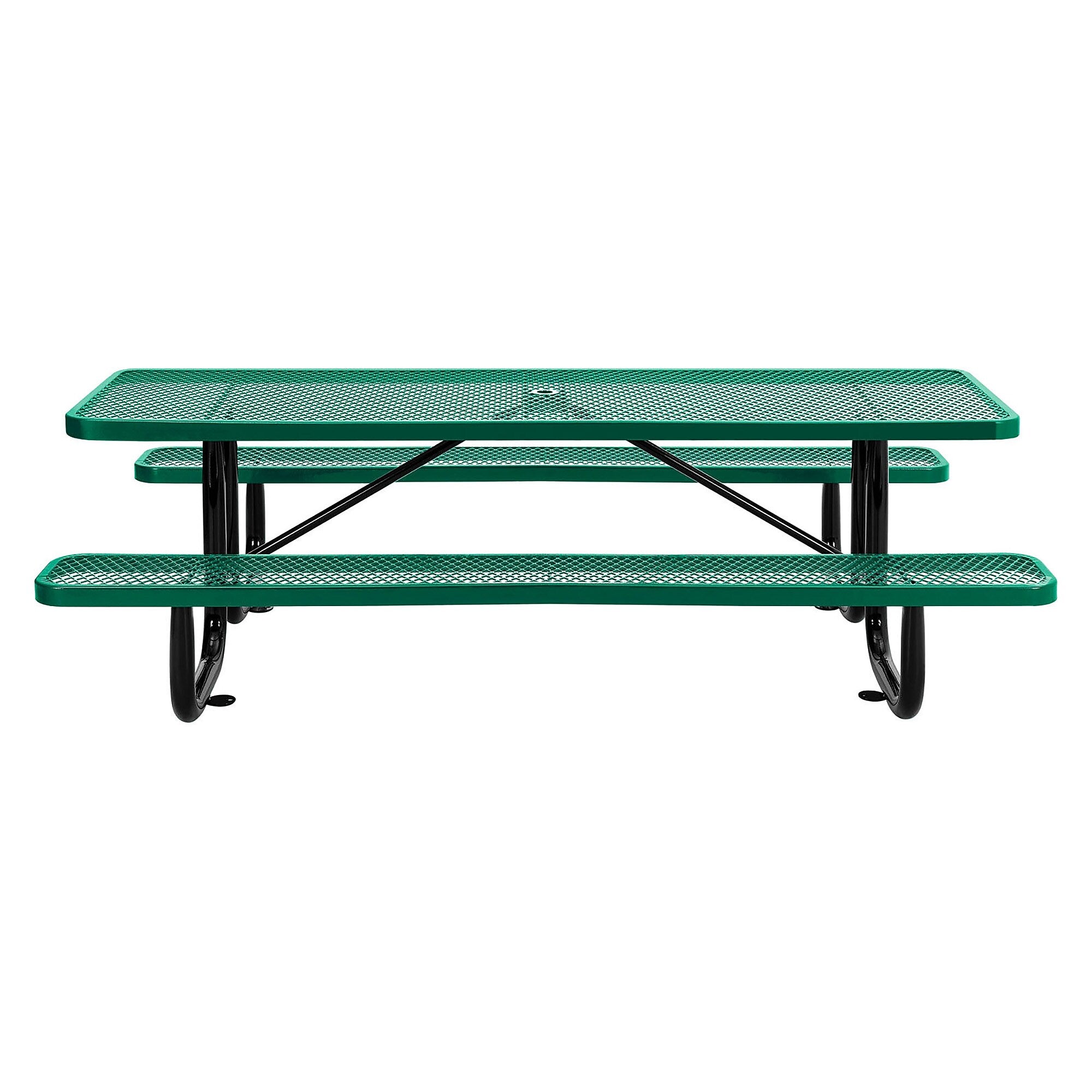 Global Industrial 8' ADA Outdoor Steel Picnic Table, Expanded Metal, Green (695289GN)