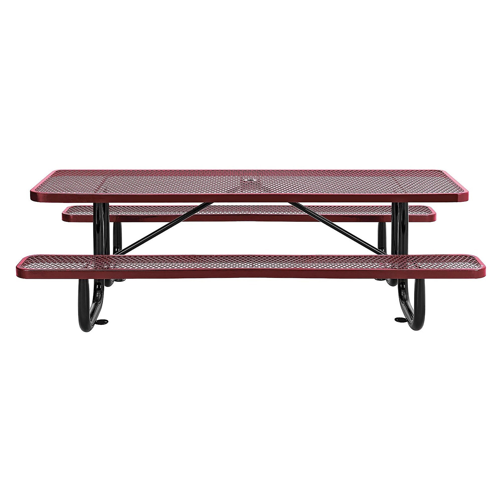 Global Industrial 8' Rectangular Picnic Table, Expanded Metal, Red (277153RD)