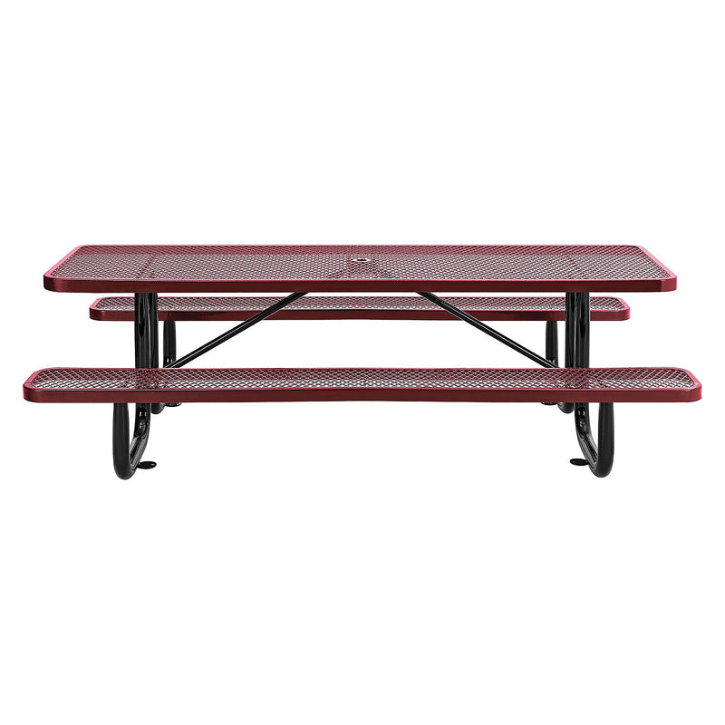 Global Industrial 8' Rectangular Picnic Table, Expanded Metal, Red (277153RD)