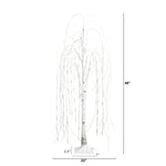 Nearly Natural 4-ft Pre-Lit Artificial White Weeping Willow Tree with 120 Warm White LED Lights (T4922)