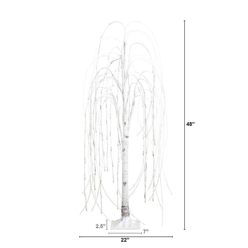 Nearly Natural 4-ft Pre-Lit Artificial White Weeping Willow Tree with 120 Warm White LED Lights (T4922)