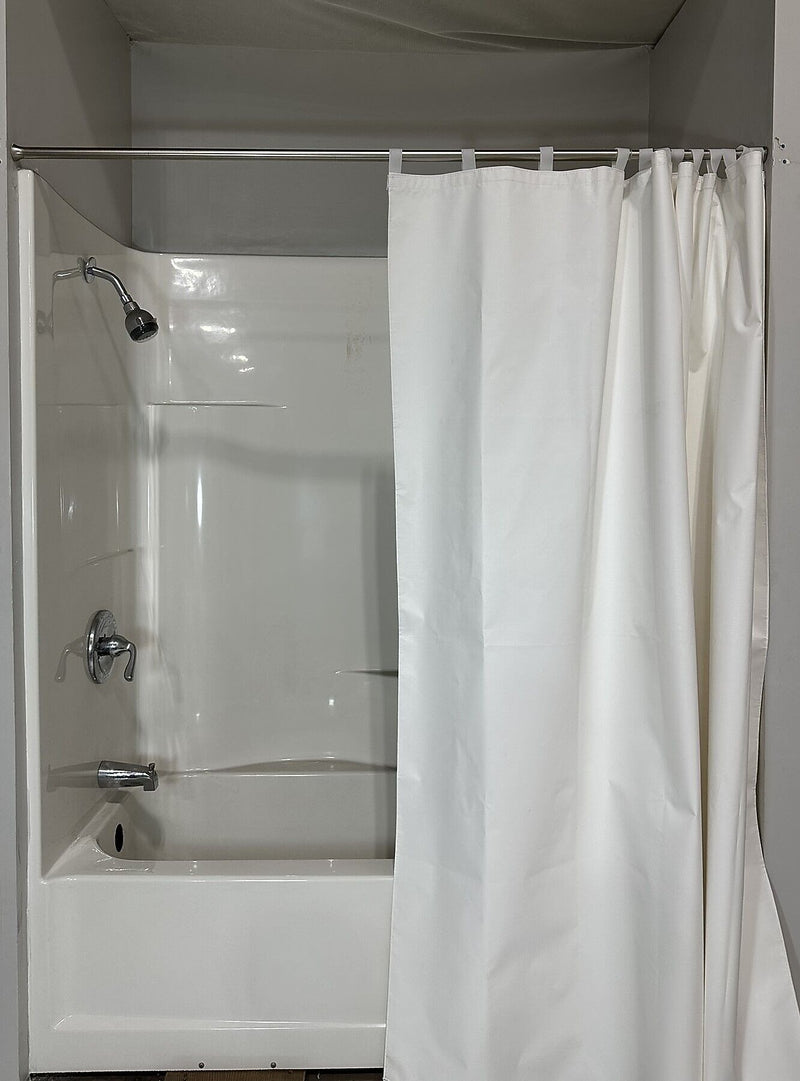 Gary Manufacturing  & Anti-Ligature 70" x 72" Vinyl Shower Curtains, Self Attaching Loops, White, 12/Case (STPSTDVL)