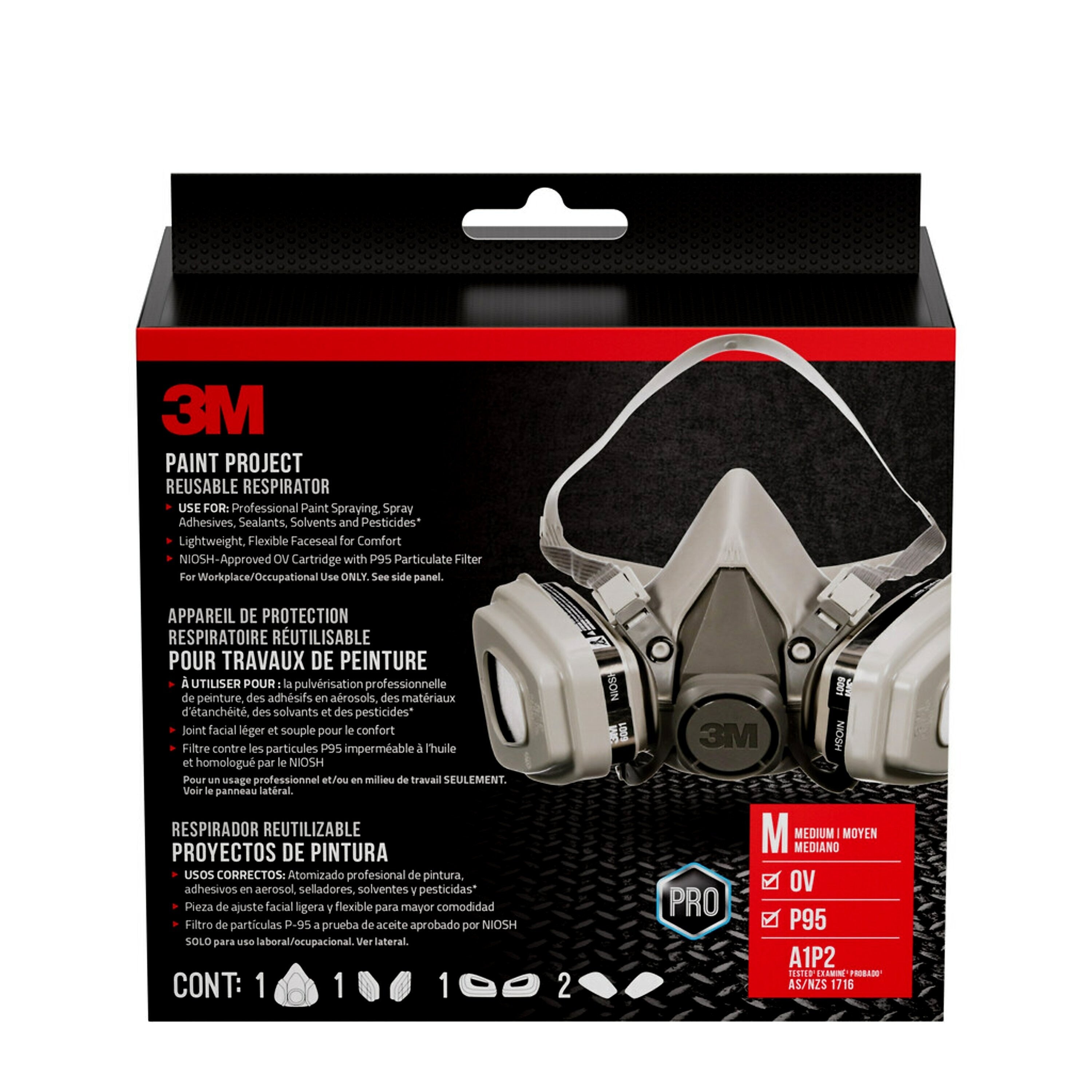 3M™ Performance Reusable Paint Project Respirator OV/P95, Medium (6211P1-DC)