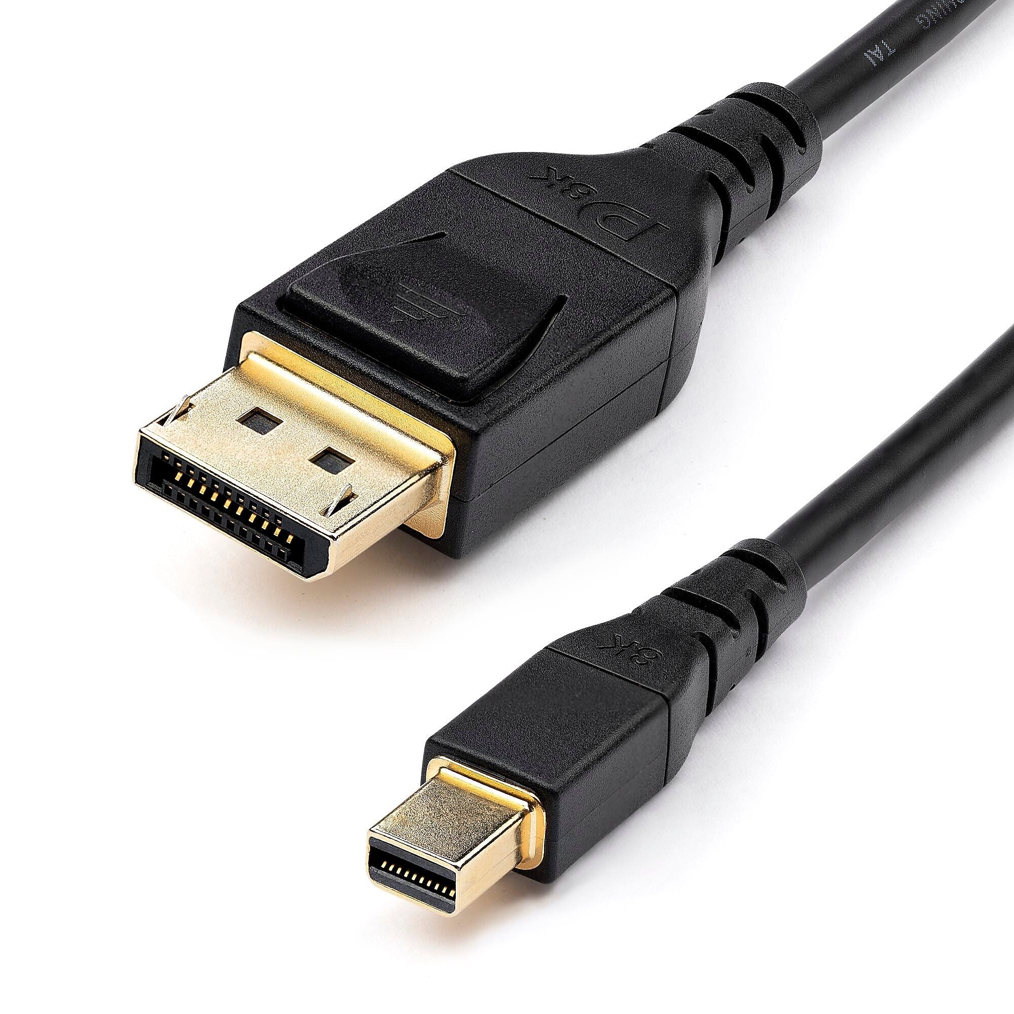 StarTech.com 6.6ft Mini DisplayPort (mDP) to DisplayPort (DP) Cable Adapter, 8K 60Hz Audio/Video Cord, M/M, Black (DP14MDPMM2MB)