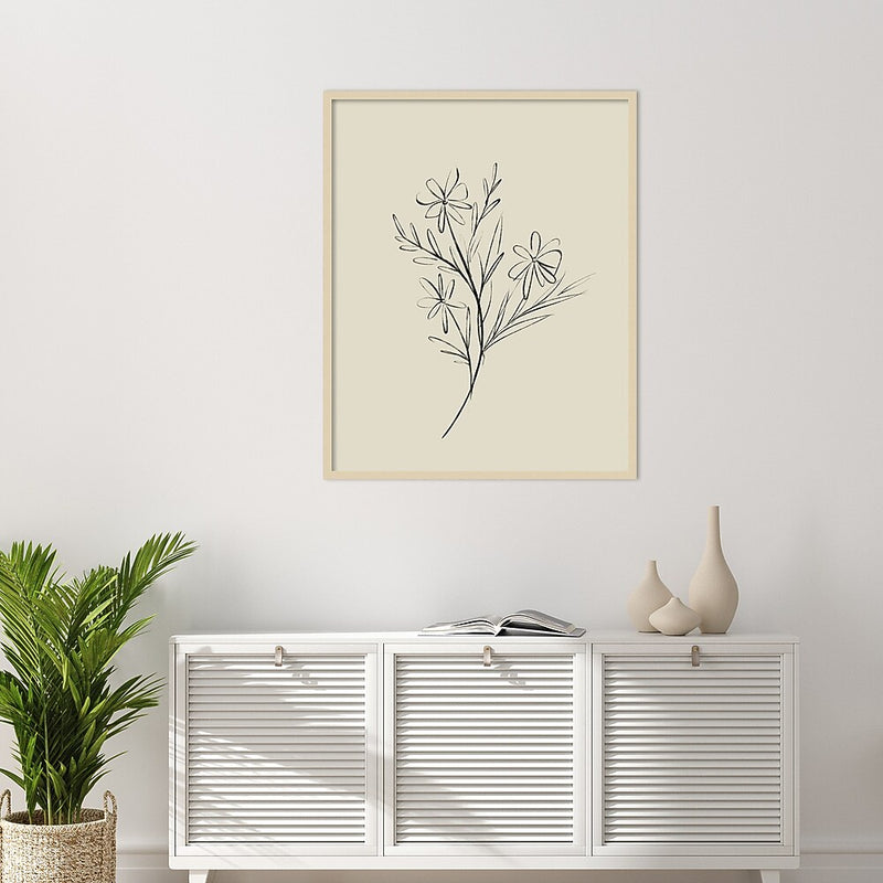 Amanti Art Line Drawn Flowers 1 by Border Bloom Wood Framed Wall Art Print, 33" x 41" (A42677449910)