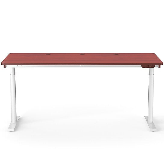 VersaDesk PowerLift 72"W Electric Rectangular Adjustable Standing Desk, Cherry/White (PLSDR7230-WC-APP )