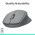 Logitech M330 Silent Plus Wireless Optical USB Mouse, Gray (910-004908)