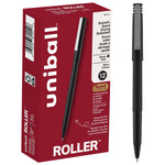 uni-ball Rollerball Pens, Micro Point, Black Ink, Dozen (60151)