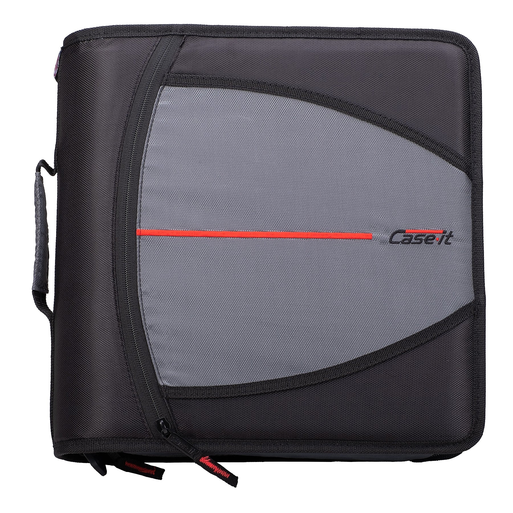 Case It Mighty Zip Tab 3" 3-Ring Zipper Binders, Black (D-146-BLACK)