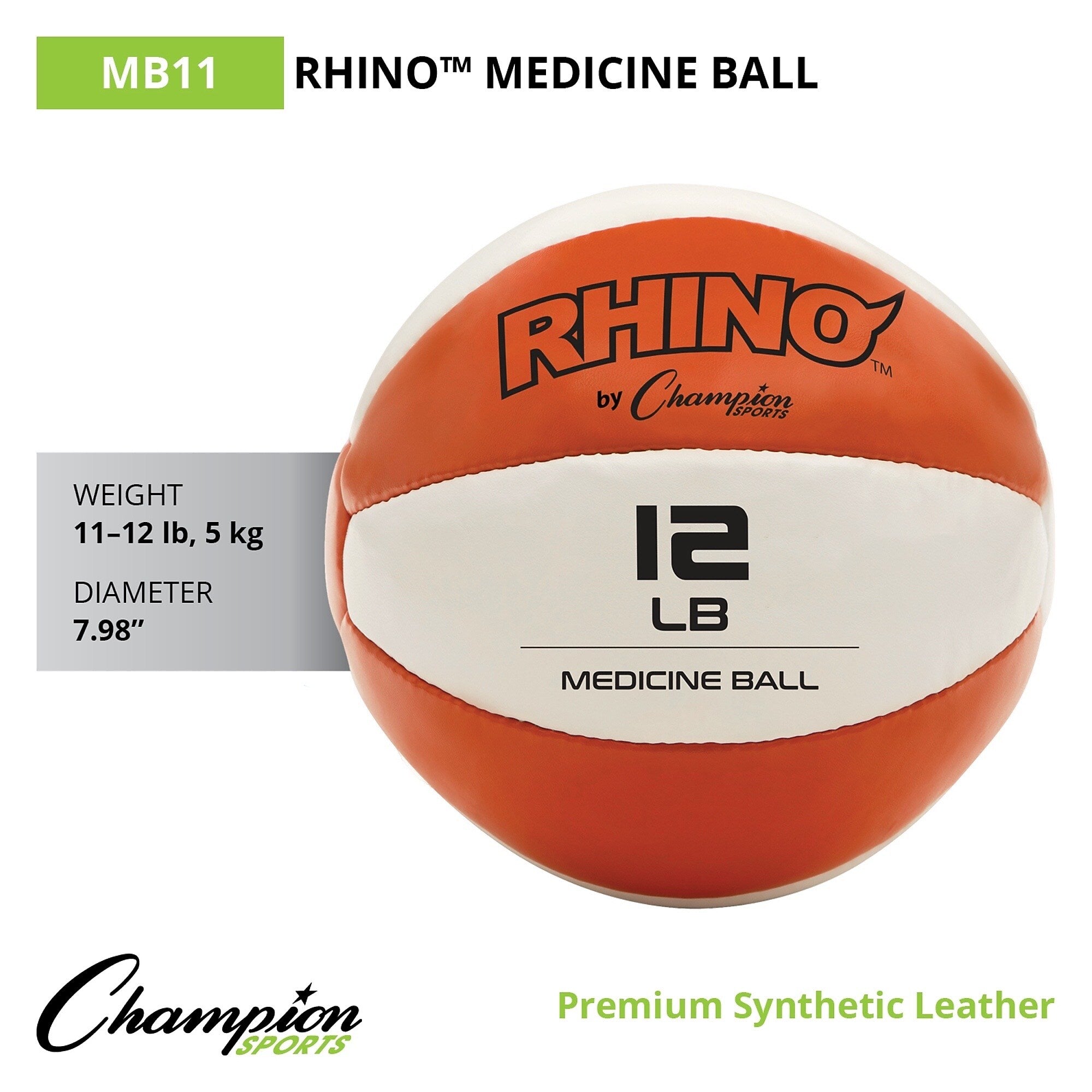 Olympia Sports Medicine Ball 12 lbs., Orange (OSBA046P)